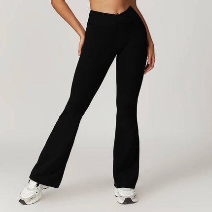 Flare Leggings Yoga Pants Women Bell-bottoms Yoga Tights High Waist Fitness Pants Stretch Gym Workout Sports Push Up Leggings PlatiNum