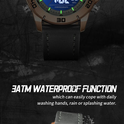 NAVIFORCE Orologio alla moda da uomo con cinturino in vera pelle Movimento al quarzo resistente all'acqua 30M Display luminoso con giorno e data F platinumshop