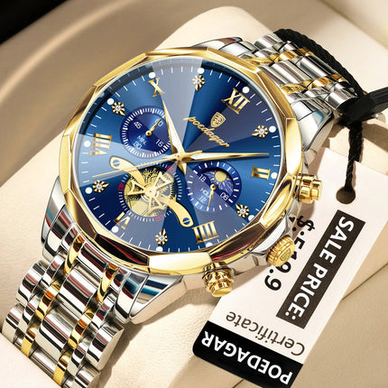 POEDAGAR Orologio da uomo di lusso Top originale impermeabile cronografo luminoso orologio da polso da uomo al quarzo in acciaio inossidabile orologi da uomo Reloj platinumshop