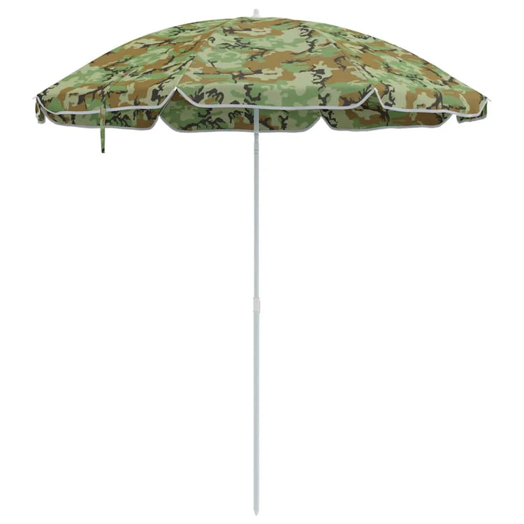 Ombrellone da spiaggia mimetico 263x263 cm, protezione UV, in metallo resistente, portatile, facile da montare, ideale per le attività all'aperto