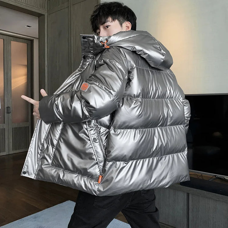 Autumn Winter Men's Cotton-padded Clothes Casual Winter Jacket Men's Thickened Thermal Glossy Jackets Large-size Men's Parkas