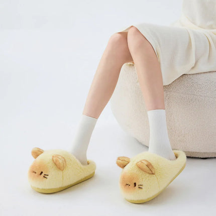 New Gentle Gradient Kitten Mules Slippers Women Winter Home Warm 3D Cat Shoes 44 45 Woman Indoor Plush Slipper Furry Room Mules
