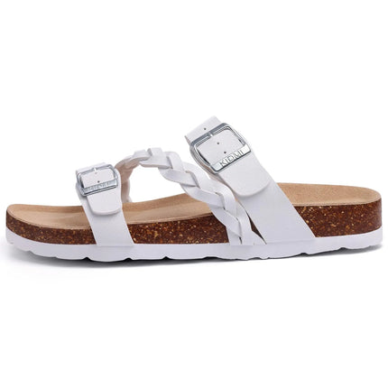 Crestar Sandali con pedana in sughero da donna Sandali scorrevoli slip-on con fibbia alla moda da donna Nuove pantofole comode estive con supporto per l'arco plantare