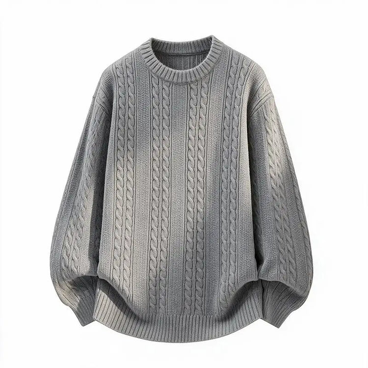 New Trendy Autumn and Winter Jacquard Pattern Pullover Sweater Casual Round Neck Color-Blocking Knit Men's Pullover
