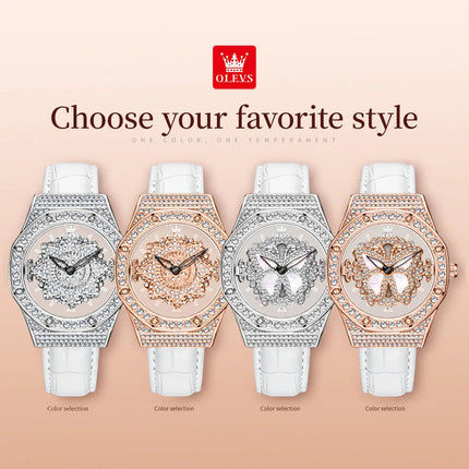 OLEVS 9996 Orologio Elegante di Lusso da Donna, Orologio al Quarzo Scheletrato, Impermeabile, con Quadrante Luminoso e Diamanti, Regalo Originale platinumshop