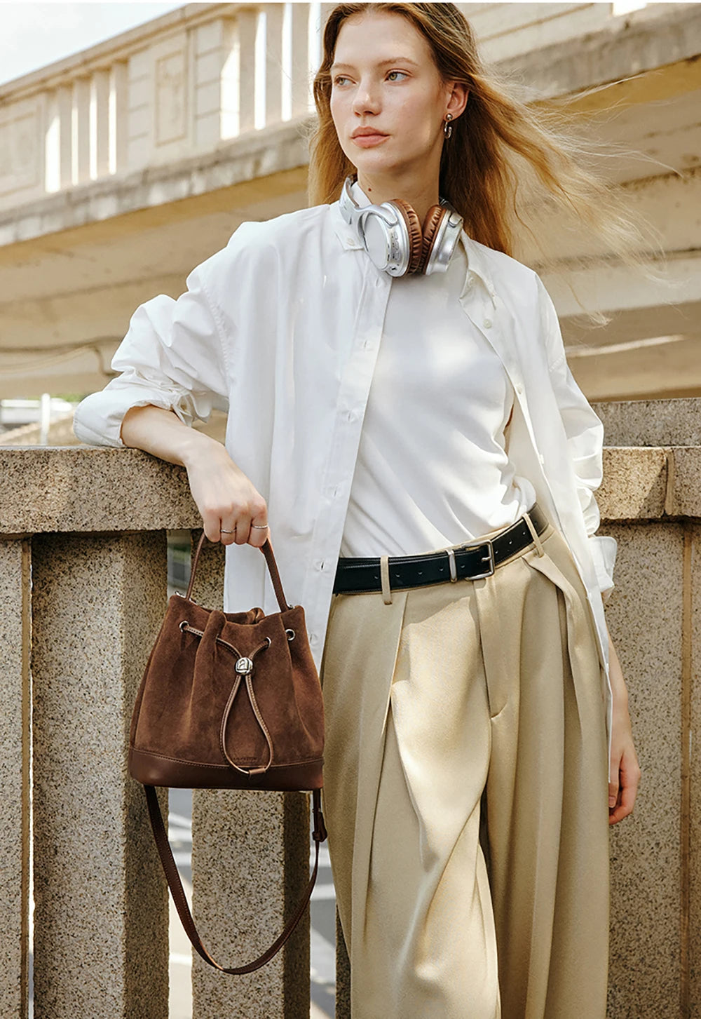 LA FESTIN Original New Women Bag Luxury Suede Bag Leather Handbag Winter Bags Fashion Shoulder Bag Bucket Bag Crossbody Bag