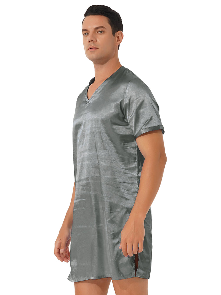 Donna uomo pigiama in raso di seta pigiameria maniche corte camicia da notte Kimono accappatoio abito da notte accappatoio camicia da notte estiva Homewear