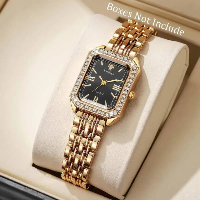 Orologi da donna rettangolari alla moda Orologio da donna al quarzo con strass Orologio da polso con cinturino Reloj Mujer (senza scatola) platinumshop