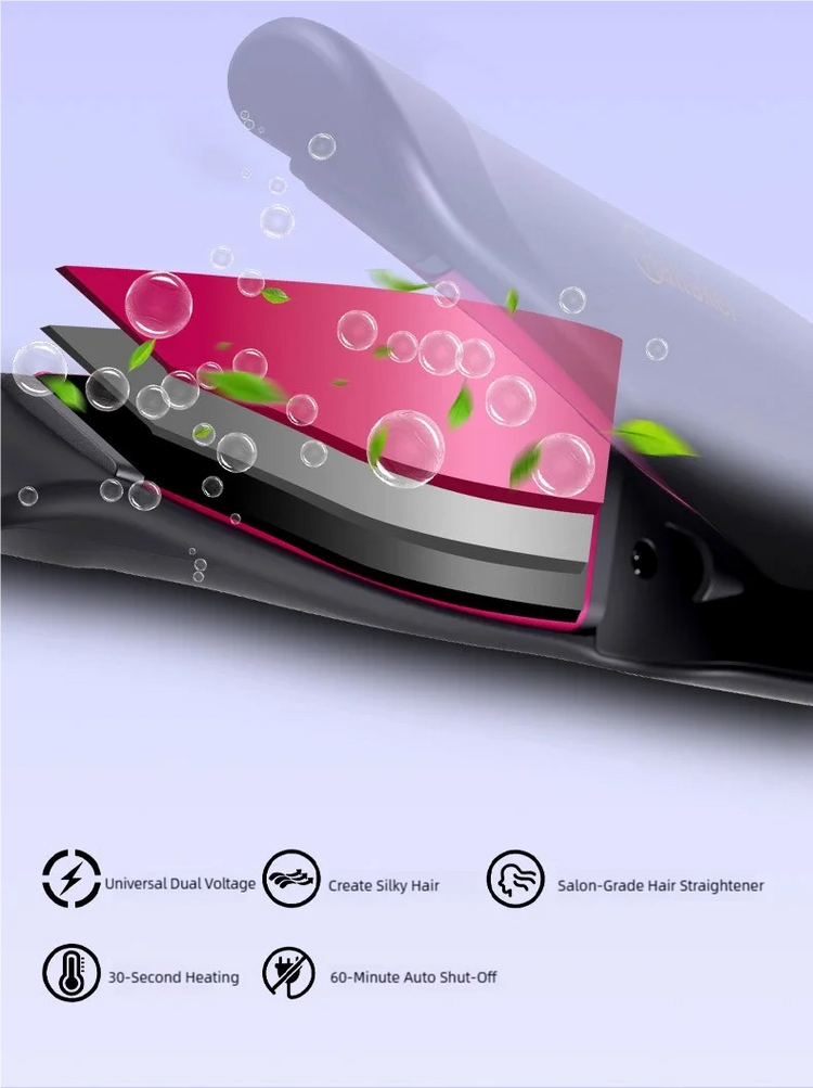 TINSOL New 2-in-1 Curling Iron & Straightener Multi-Function Hair Styling Tool Dual-Purpose Curling and Straightening Iron
