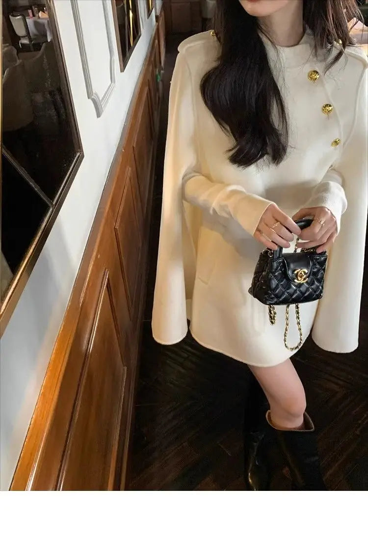 2026 New Style Women's Wool Coats Capes Autumn/Winter Princess Style Wool Cloak Woman