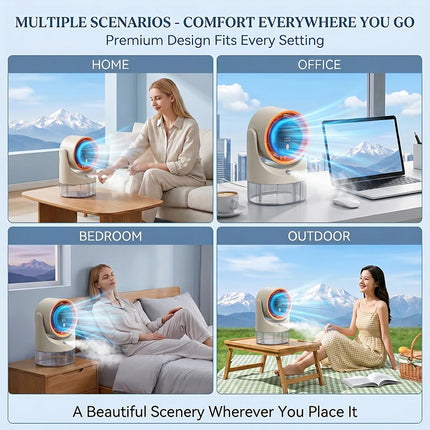 Ventilatore Nebulizzatore con Funzione Umidificatore 360° °   Ventilatore da tavolo regolabile con display LED 100 velocità 16 ° C Ice Fog Batteria da 1800mAh a Lunga Durata