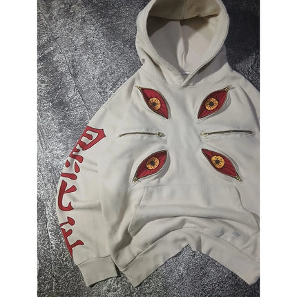 Men New Punk Six Eyes Multi Zipper Hoodies Cool Design Sweatshirt Y2k Streetwear Oversized Casual Fashion Couples Anime Hoodie﻿