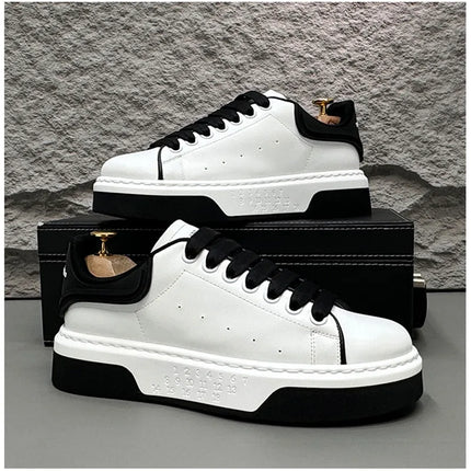 Beige Leather Men's Loafers Lace-up Platform Casual Shoes for Man Low Top Comfortable Urban Shoes Men Light mocasines de hombre