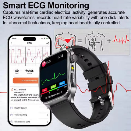2026 Nuovo 650nm Terapia Laser Grassi nel sangue Acido urico Pressione sanguigna Smart Watch ECG + PPG Preciso Monitor di salute Smartwatch per gli uomini platinumshop