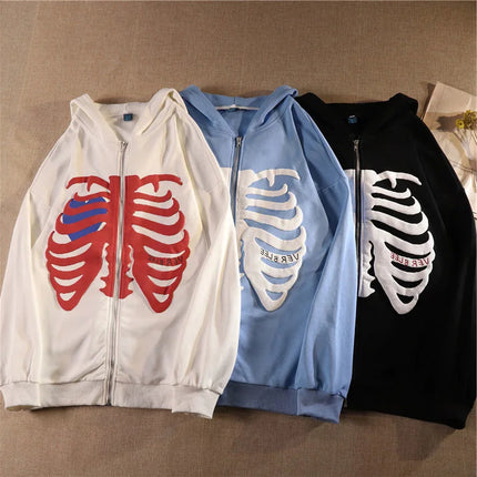 New Hoodies Women Vrouwen Gothic Zwart Zip Up Oversized Sweatshirt Dames Retro Harajuku Capuchon Streetwear Tops