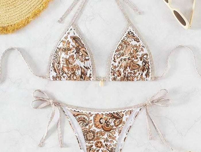 Bikini a triangolo con laccetti, costume da bagno due pezzi da donna, abbigliamento da spiaggia estivo platinumshop