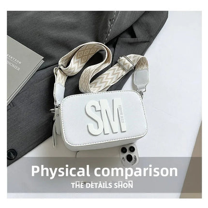 Cross-Border Style Camera Bag Fashionable Retro Women's Shoulder Slant Bag Small Square Bag Street Trend PU Material PlatiNum