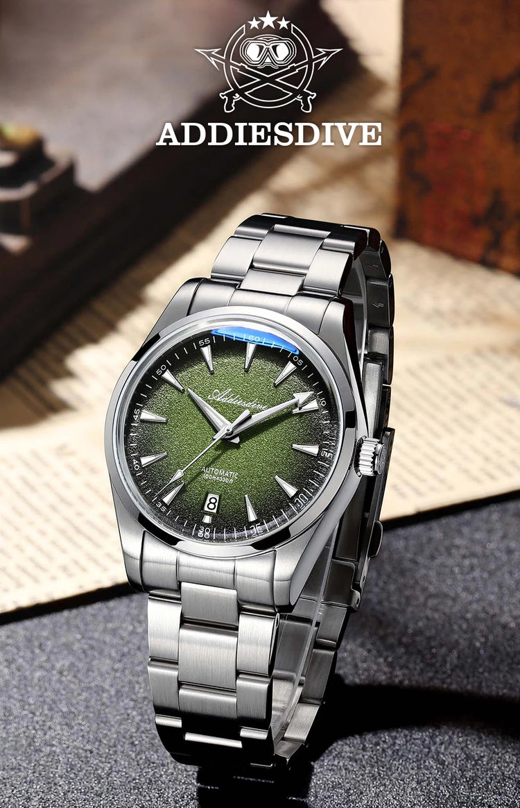 ADDIESDIVE Luxury 39mm Men Automatic Watch 8215 Mechanical BWG9 Super Luminous 100m Waterproof Watches Bubble Glass Men‘s Watch
