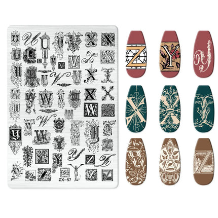 Flowers Love Nail Stamping Newspaper Splice Theme Irregular Stamping Plates Letter Nail Art Printing Stencil Tool Big Size Tools