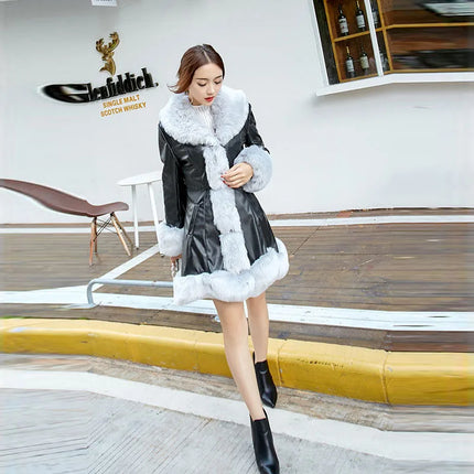 Hot Sale Winter Women's Faux Fur High Quality Faux Sheepskin Coats Keep Warm With Fur Fox Collars Slim Female Furs