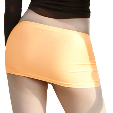 Minigonna da donna a vita bassa Tinta unita Cintura elastica Lingerie Minigonna aderente Gonna ultra trasparente Gonna da spiaggia Abbigliamento da notte
