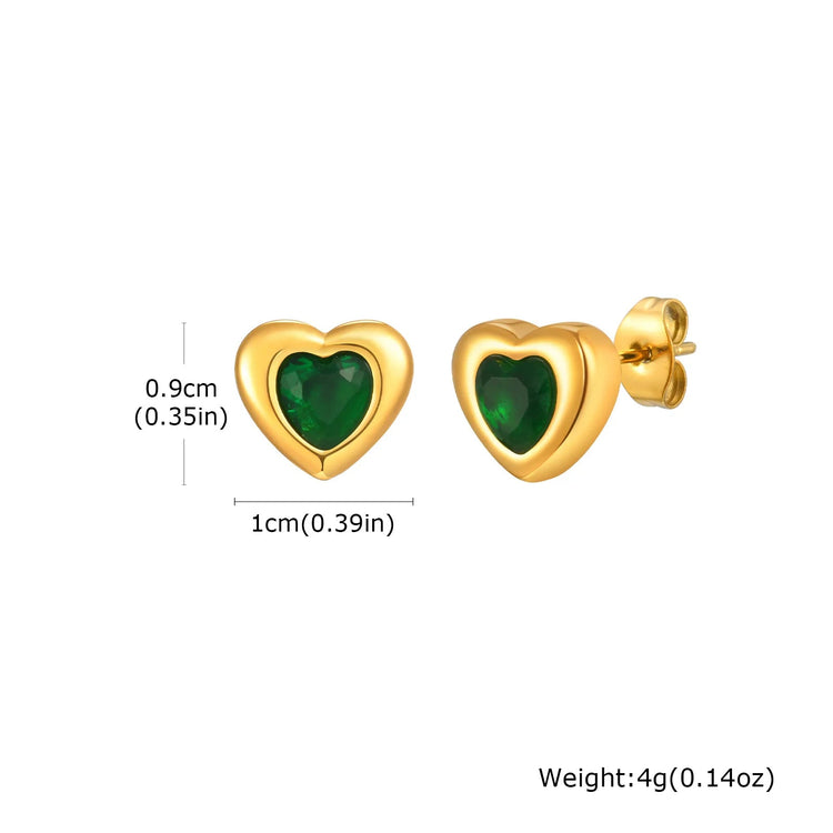 Retro Green Zircon Pendant Necklace For Women, Crystal Stone Chain Stainless Steel Gold Plated Luxury Birthday Gifts PlatiNum
