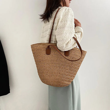 Women's Large Capacity Crossbody Bag Summer Woven Straw Bag Fashion Female Luxury Designer Beach Bag Bali Shopper Bag