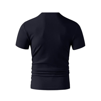 2025 New Men's Casual Fashion Simple V-neck Short Sleeved T-shirt Summer Comfortable Breathable Versatile Top PlatiNum