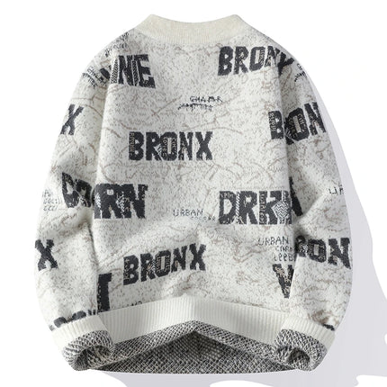 Autumn Winter Men's New Letter Sweater, High-quality Men's Brand Pullover, Warm Knit Tops High Street Trend Base Shirt