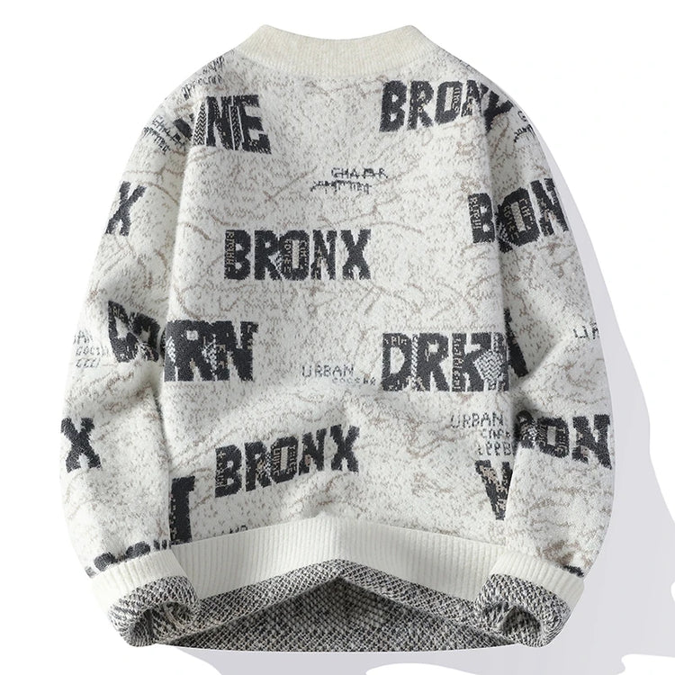 Autumn Winter Men's New Letter Sweater, High-quality Men's Brand Pullover, Warm Knit Tops High Street Trend Base Shirt