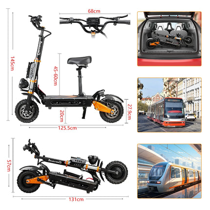 Monopattino Elettrico Cheevalry S11PRO con Doppio Motore 2*3000W, Batteria 60V43AH, Pneumatici Fuoristrada da 11 Pollici
