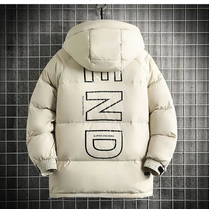 Winter Filled White Duck Down Coat Warm Hooded Pullover Down Jacket Couple Men's Cross-border Jacket Couple style