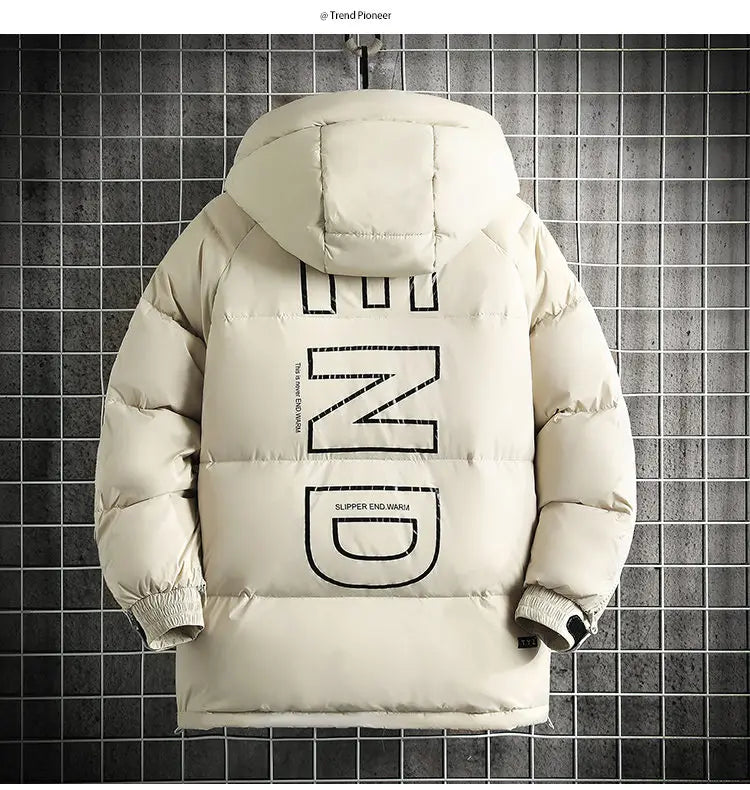 Winter Filled White Duck Down Coat Warm Hooded Pullover Down Jacket Couple Men's Cross-border Jacket Couple style