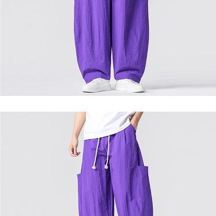 Pantaloni Estivi Leggeri da Uomo e Donna, Streetwear con Coulisse, Stile Y2K, Cargo, Tinta Unita, Gamba Larga, Taglie Forti fino alla 5XL