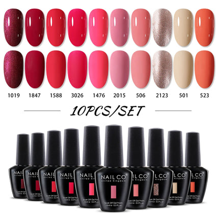 NAILCO 15ml Green Blue Series UV Nail Gel Polish Blue Colors UV&LED Gel Varnish Red Soak Off Semi Permanent LED Nail Gel Varnish