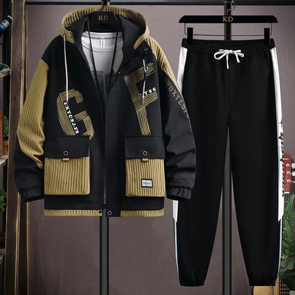 2025 Spring Casual Jackets Sportswear+Pants Men's Sets Korean Style 2 Piece Sets Men Streetwear Fitness Male Tracksuit