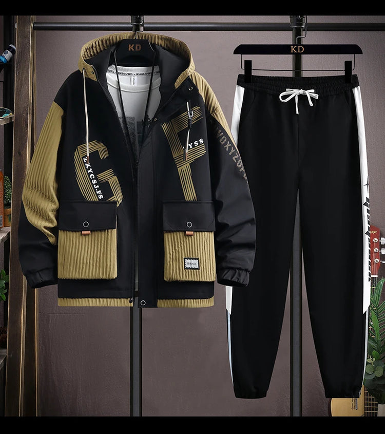 2025 Spring Casual Jackets Sportswear+Pants Men's Sets Korean Style 2 Piece Sets Men Streetwear Fitness Male Tracksuit
