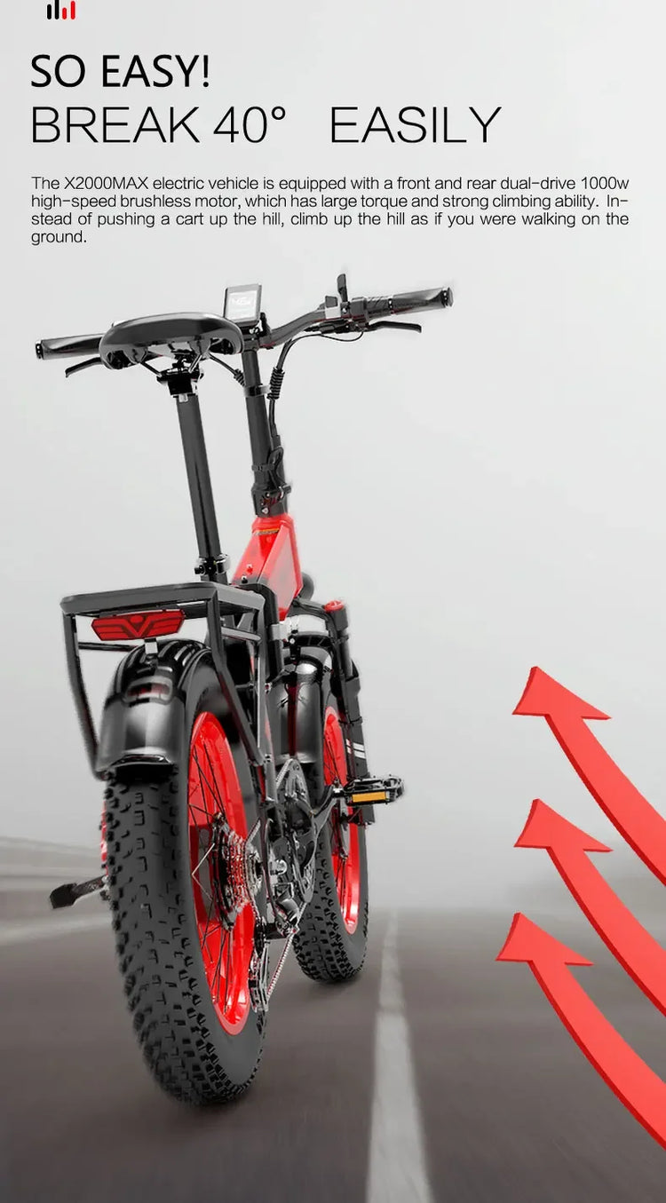 LANKELEISI X2000MAX E-Bicicletta per adulti 2000W 48V20AH City Ebicycle Pneumatico da 20 pollici Non pieghevole Strumento LCD Bicicletta elettrica