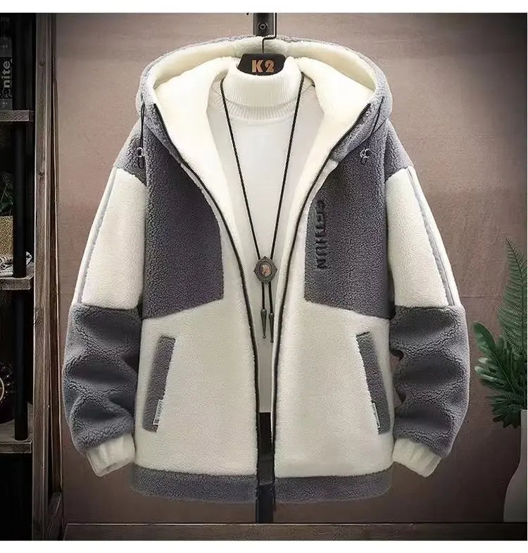 2025 Men's Lamb Wool Jacket Autumn Winter Loose Padded Thickened Jacket Plus Size 6XL 110kg Also Wearable Clothes Cardigan