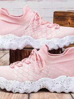 Lightweight Socks Shoes Women Men Breathable Knitted Casual Sneakers Slip-on Soft Sole Platform Footwear for Running Gym Fitness