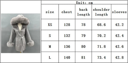 MISSJANEFUR Wool Coat with Real Fox Fur Collar Cuff Women Fashion Belted Cashmere Coats Warm Winter Hooded Trench Peacoat
