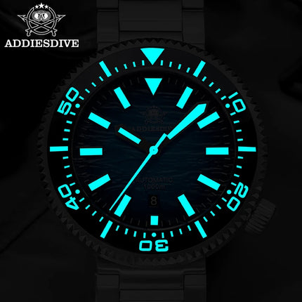 ADDIESDIVE New Men's Automatic Dive Watch Sapphire Crystal 3D Dial Ultra Bright Lume 1000m Water Resistance Men's Business Watch