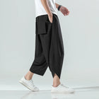 Pantaloncini Estivi da Uomo Stile Cinese Harajuku, Pantaloni Harem Oversize, Pantaloni Vintage Traspiranti a Tinta Unita, Lunghezza al Polpaccio