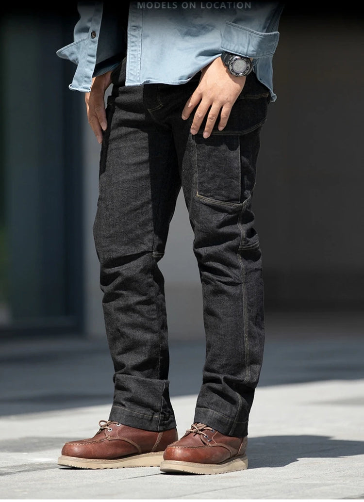 Men's Tactical Jeans Military Denim Cargo Pants Multi-pocket Elastic Casual  Work Trousers Outdoor Combat Training Hiking Pants