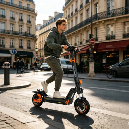 Monopattino Elettrico per Adulti, Motore 1000W, Batteria 48V 15.6Ah, Autonomia 55 km, Pneumatici 10'', Sospensioni, Freni a Disco, Pieghevole