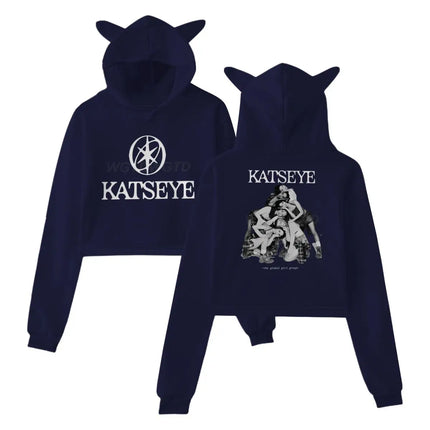 Katseye Tour 2025 Merch Hoodies Sweatshirt for Girls Cat Ear Crop Pullover Casual Clothes Katseye Y2K Girls Fashion Hoodie