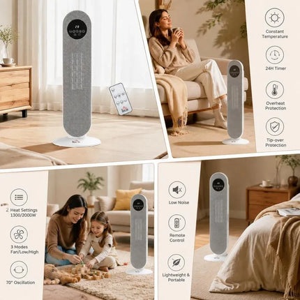 Ceramic Radiator Appoint 21 X 21 X 21 X 63 cm Fast Heating Energy Efficient Ceramic Appoint 63 cm Heater for Living Room Bedroom Office Minimalist Modern Design Portable with Remote Control