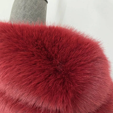ZADORIN Luxury Cropped White Faux Fox Fur Coat Woman Clothing V Neck Long Sleeve Winter Fluffy Faux Fur Jacket Fur Coats Woman