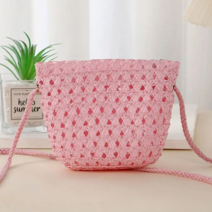 Fashionable Shell-Shaped Straw Bag, Handmade, Summer Beach Bag, Shoulder Bags for Children