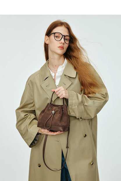 LA FESTIN Original New Women Bag Luxury Suede Bag Leather Handbag Winter Bags Fashion Shoulder Bag Bucket Bag Crossbody Bag